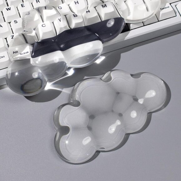 Clear Gel Wrist Rest for Mouse, White Silicone Cloud Mouse Wrist Rest, Cool Soft - Picture 2 of 6